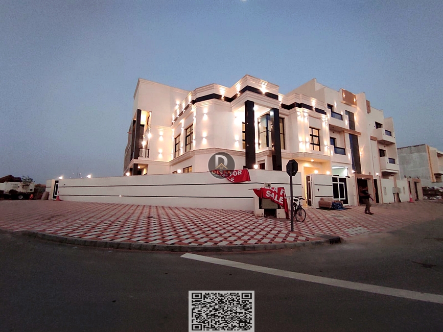 For sale: A neoclassical villa with a stone facade in Al Heliwa 2 area, Ajman. Suitable for families, it features spacious areas, a sophisticated mode