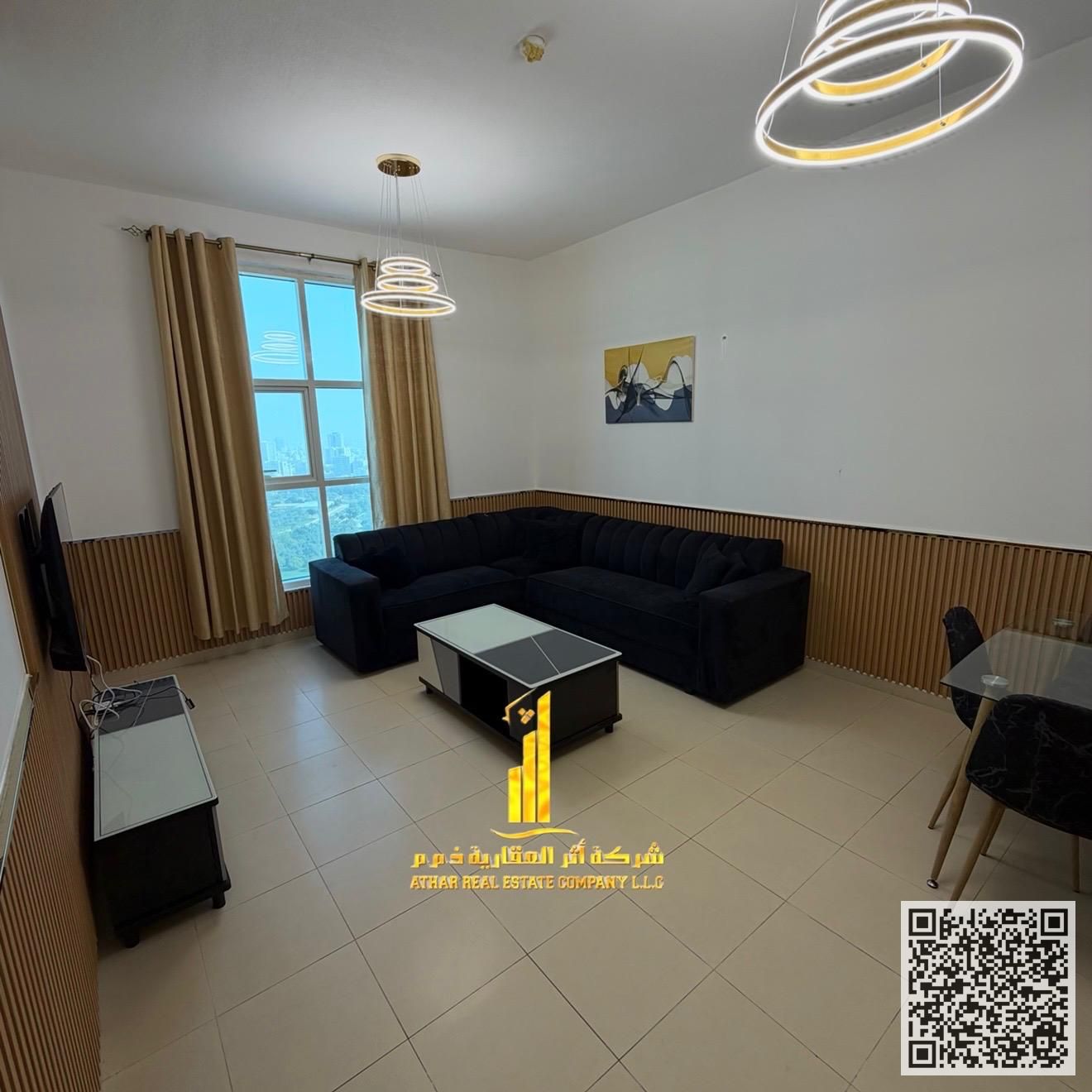 Luxury apartment for monthly rent, two bedroom and a hall with an open view, fully furnished with elegant furniture and a fully equipped kitchen