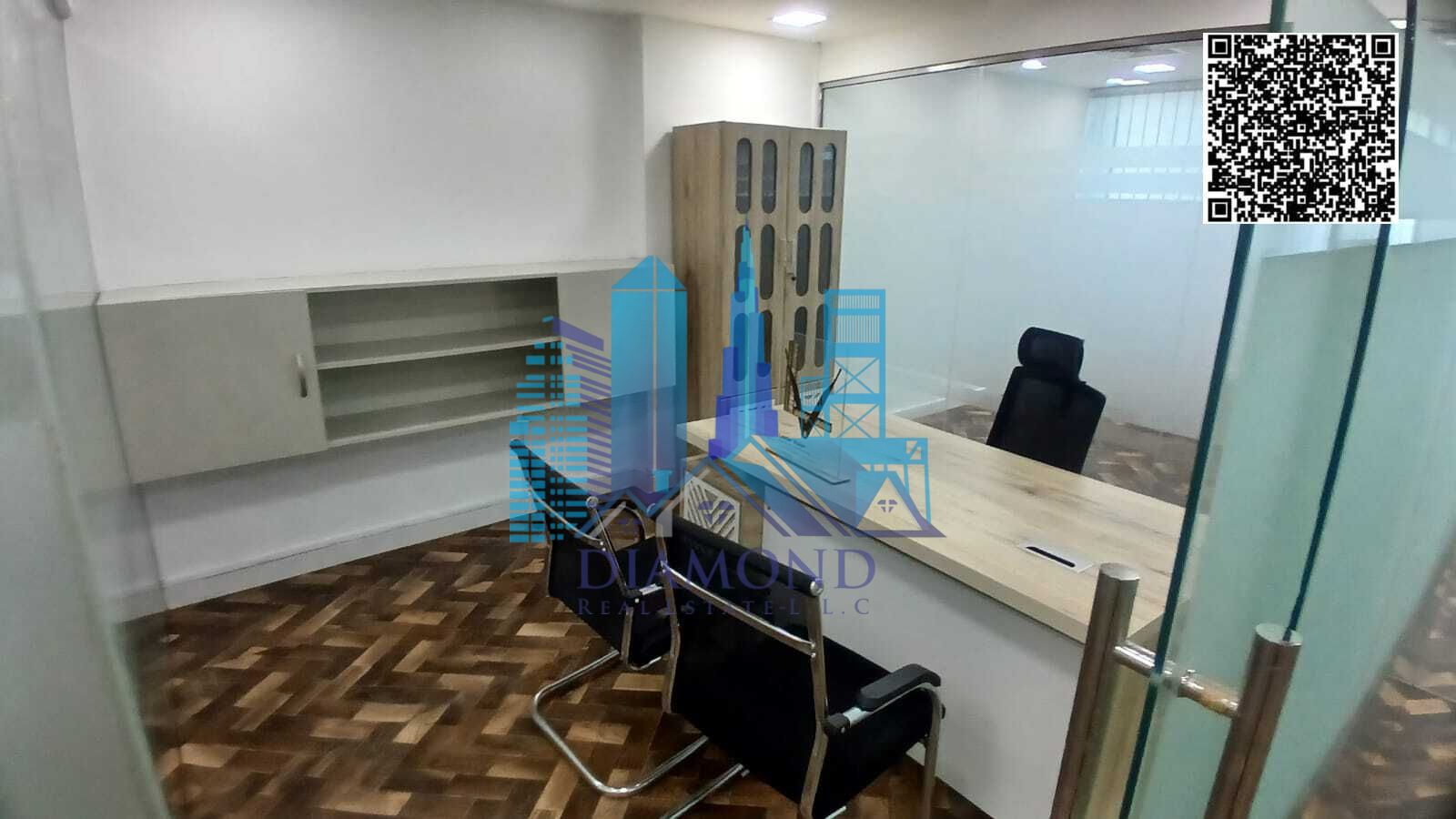 For sale in cash a rented office divided by glass partitions with an annual return of 11% the largest area in Falcon Towers, freehold in Ajman .