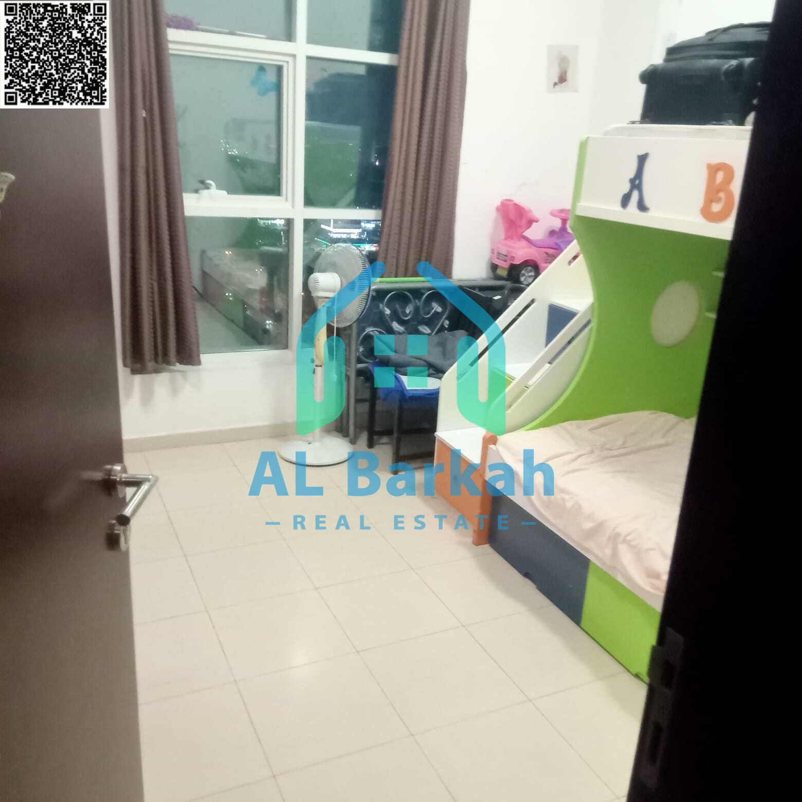 2-bedroom apartment with living room in City Tower, 1,235 sq. ft, balcony, closed kitchen, parking, ready to move in, AED 375K down, AED 6,365/month.