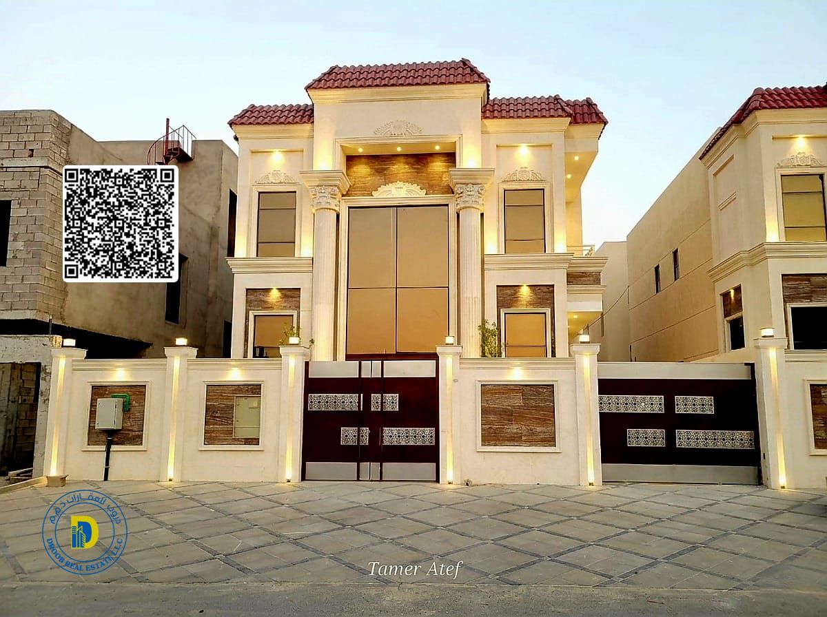 For sale, including registration fees: a 5-bedroom villa with a roof terrace in Al Bahia, Ajman. Freehold for all nationalities. Bank financing