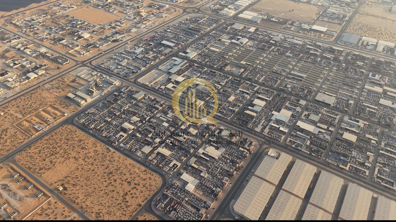 For sale: land in the Industrial Sajaa area, with an area of 13,616 sq ft, a prime location, corner on two streets of 50 and 67 meters.