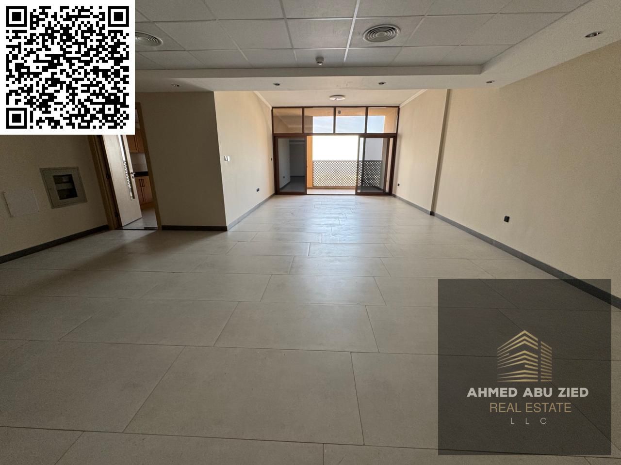 2BR hall apartment for first occupants in Al Nakheel, 3 baths, 3 balconies, maid & laundry room, 2000 sq. ft, AED 85,000, 4 payments, 5% security