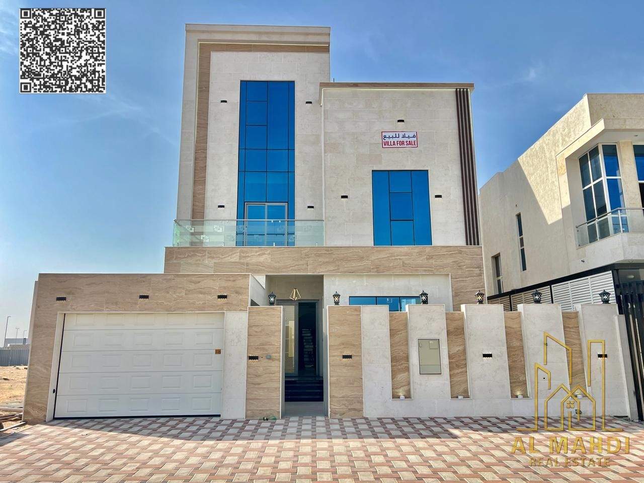Luxury villa with 7 bedrooms and a rooftop for sale in Al Bahia area, Ajman. Modern design, spacious areas, and high-end finishes, suitable for living