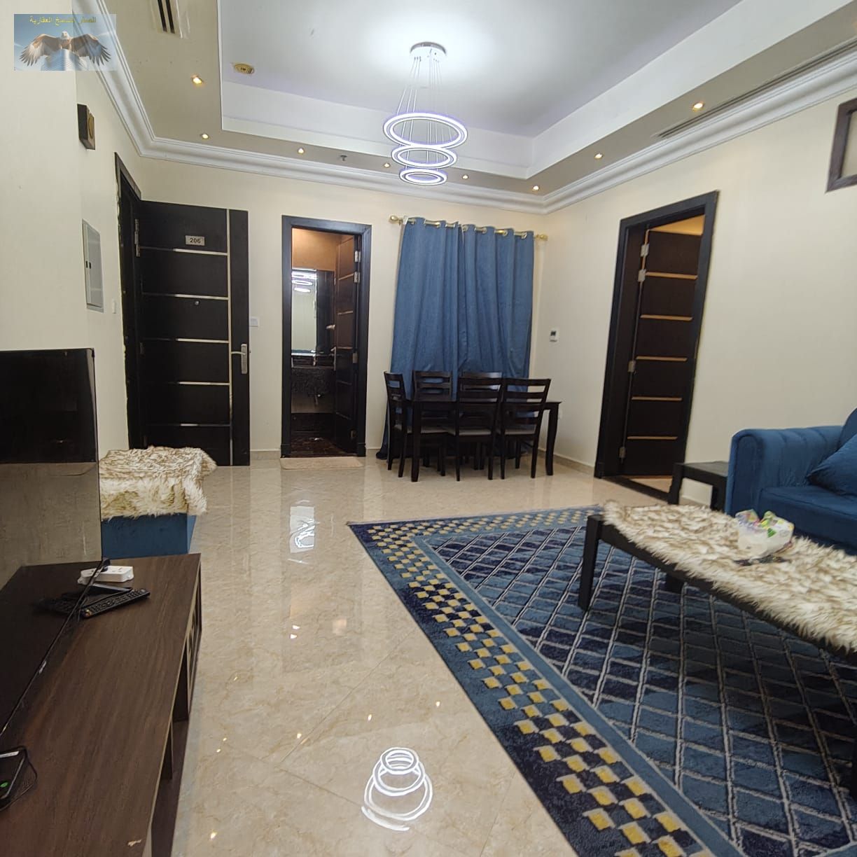 Three spacious furnished bedrooms, fully equipped kitchen with essential appliances, ready for immediate move-in, easy access to Dubai and Sharjah.