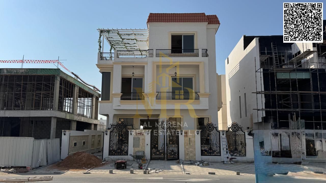 Luxury villa in Al Bahia, 6 master bedrooms with a swimming pool and modern design, price includes electricity, water and air conditioning