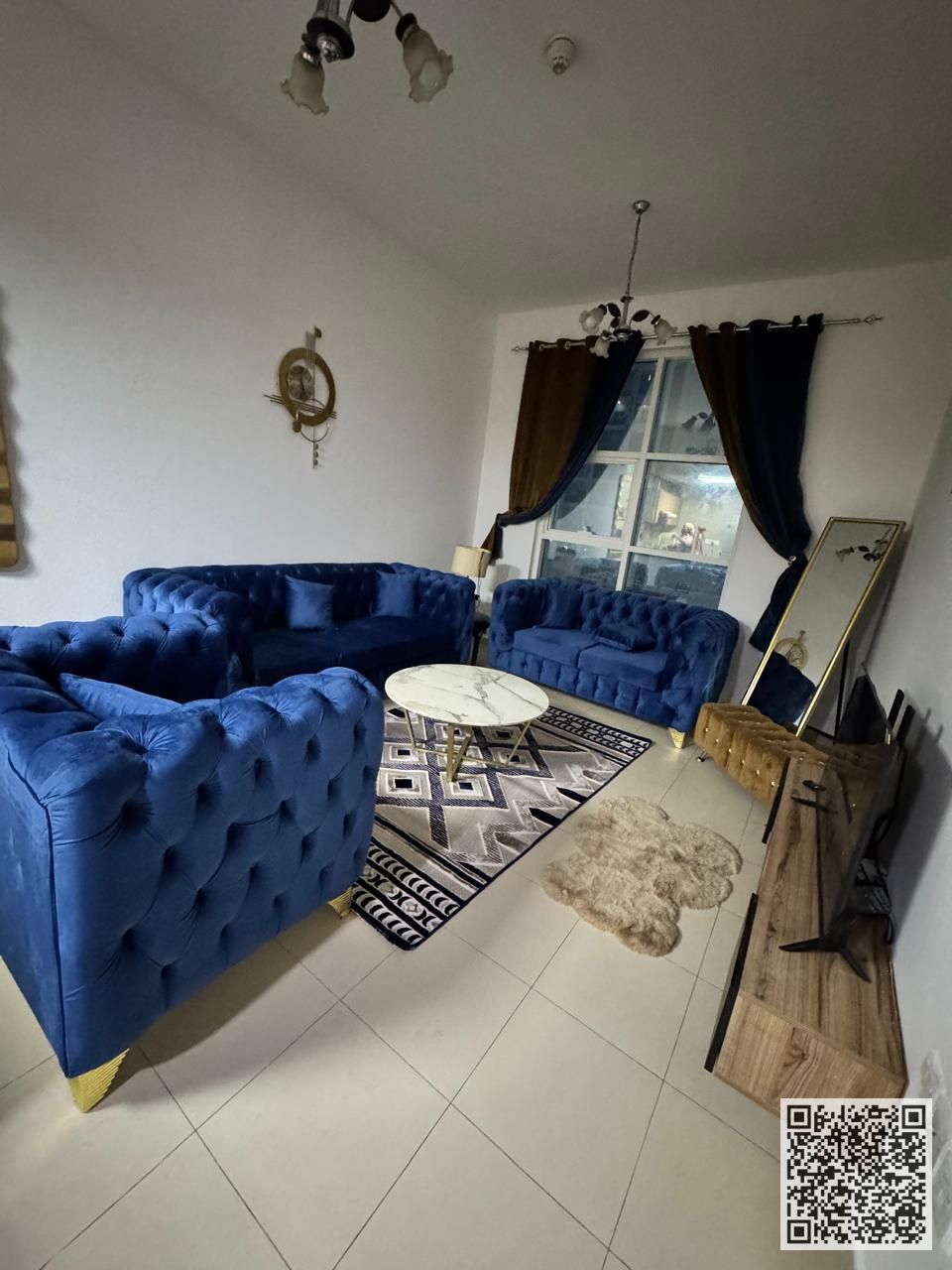 Luxurious and elegant one-bedroom apartment, fully furnished with brand new, high-end furniture, including all bills and internet.