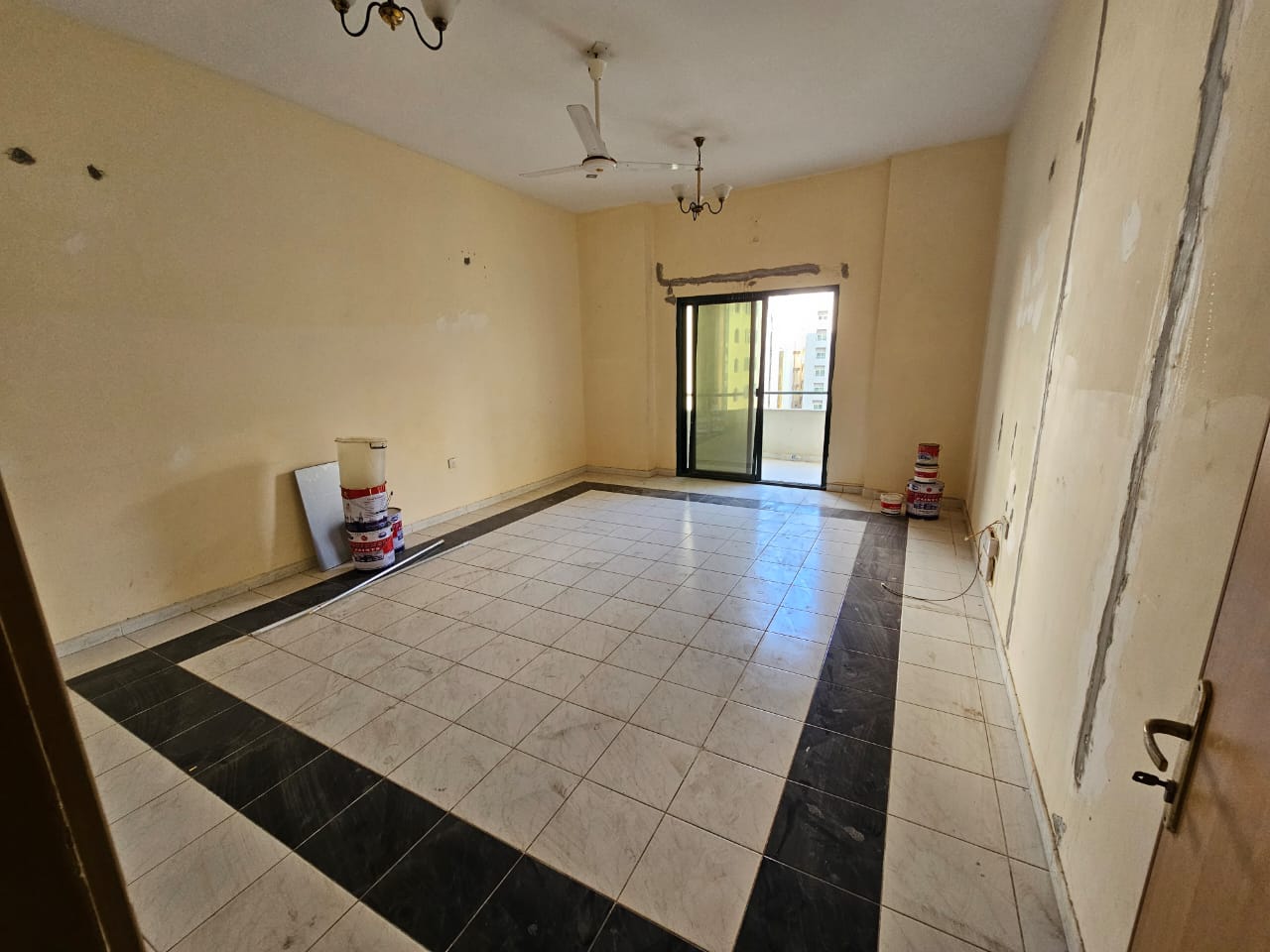 Largest 3BR apartment with balcony and master maid room in Al Qasimia, close to Mega Mall, nearest area to Dubai exit.