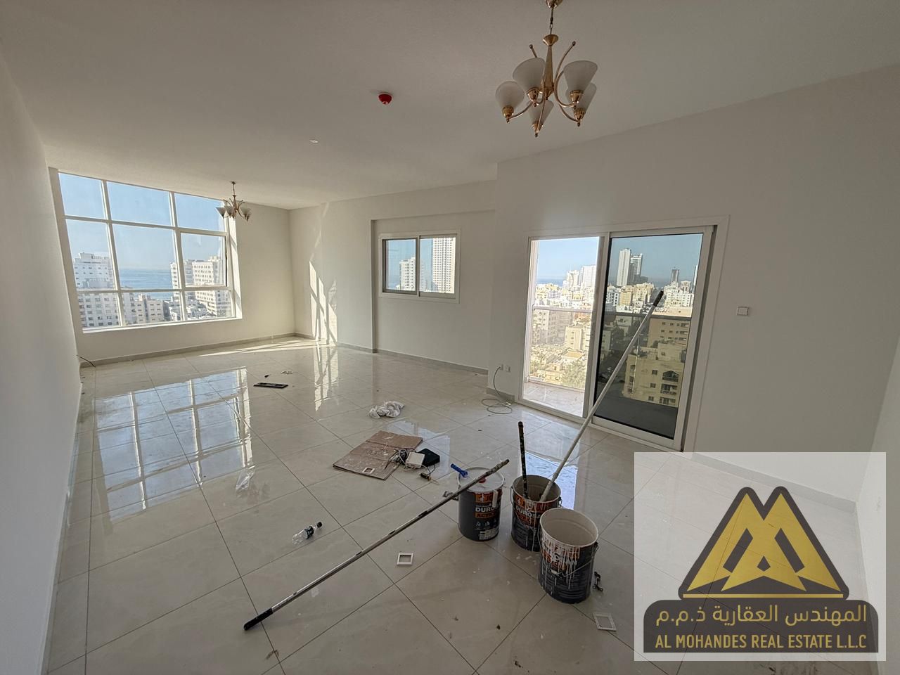 Luxury Three-Bedroom Apartment with Living Room for Rent on Ajman Corniche First Tenant Full Sea View 4 Bathrooms Equipped Kitchen Free Parking m &