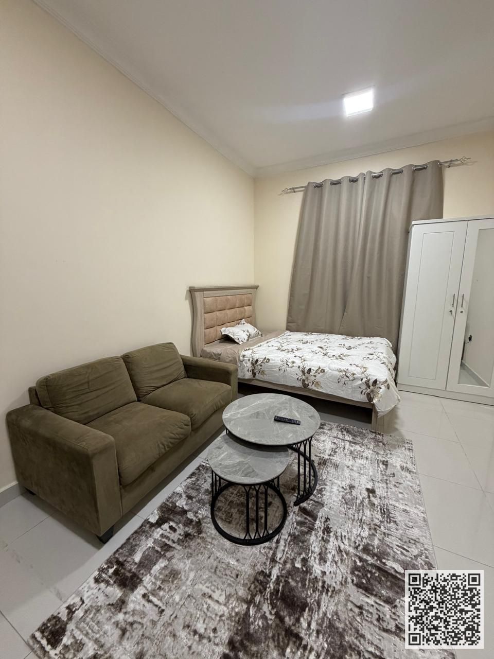 Luxurious fully furnished studio apartment with an open kitchen for monthly rent in Ajman, Al Muwaihat. At a special price! Rent includes bills, Net