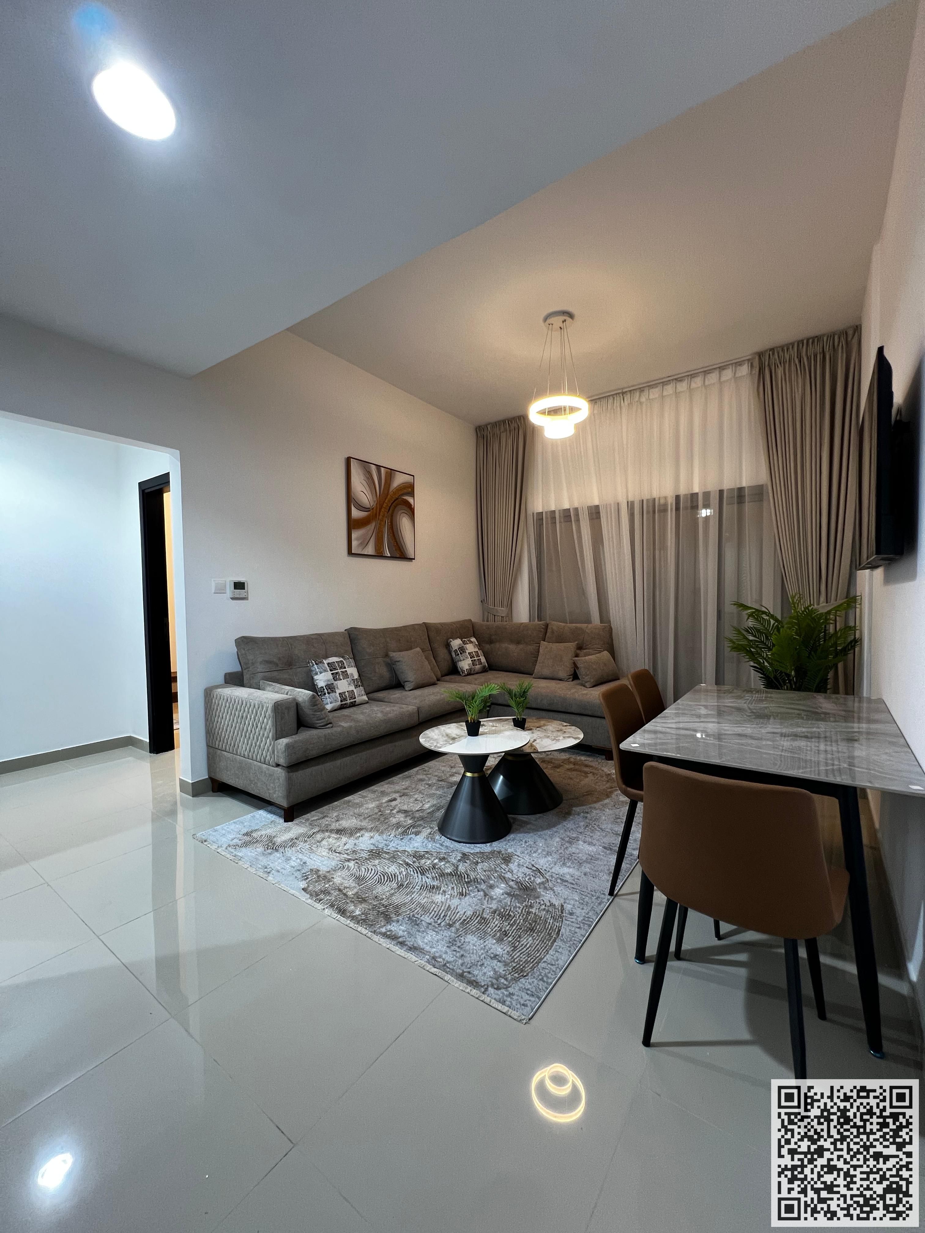 Luxury Apartment One bedroom and living room with a balcony offering an open view, available for monthly rent in Ajman, Al Nuaimiya. Fully furnished