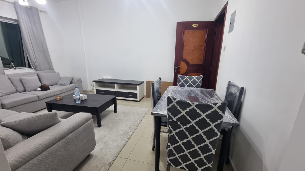 Furnished 1BHK – first tenant in Al Khan 3. Fully equipped with brand-new furniture, prime location near beach & services. Ready to move in.