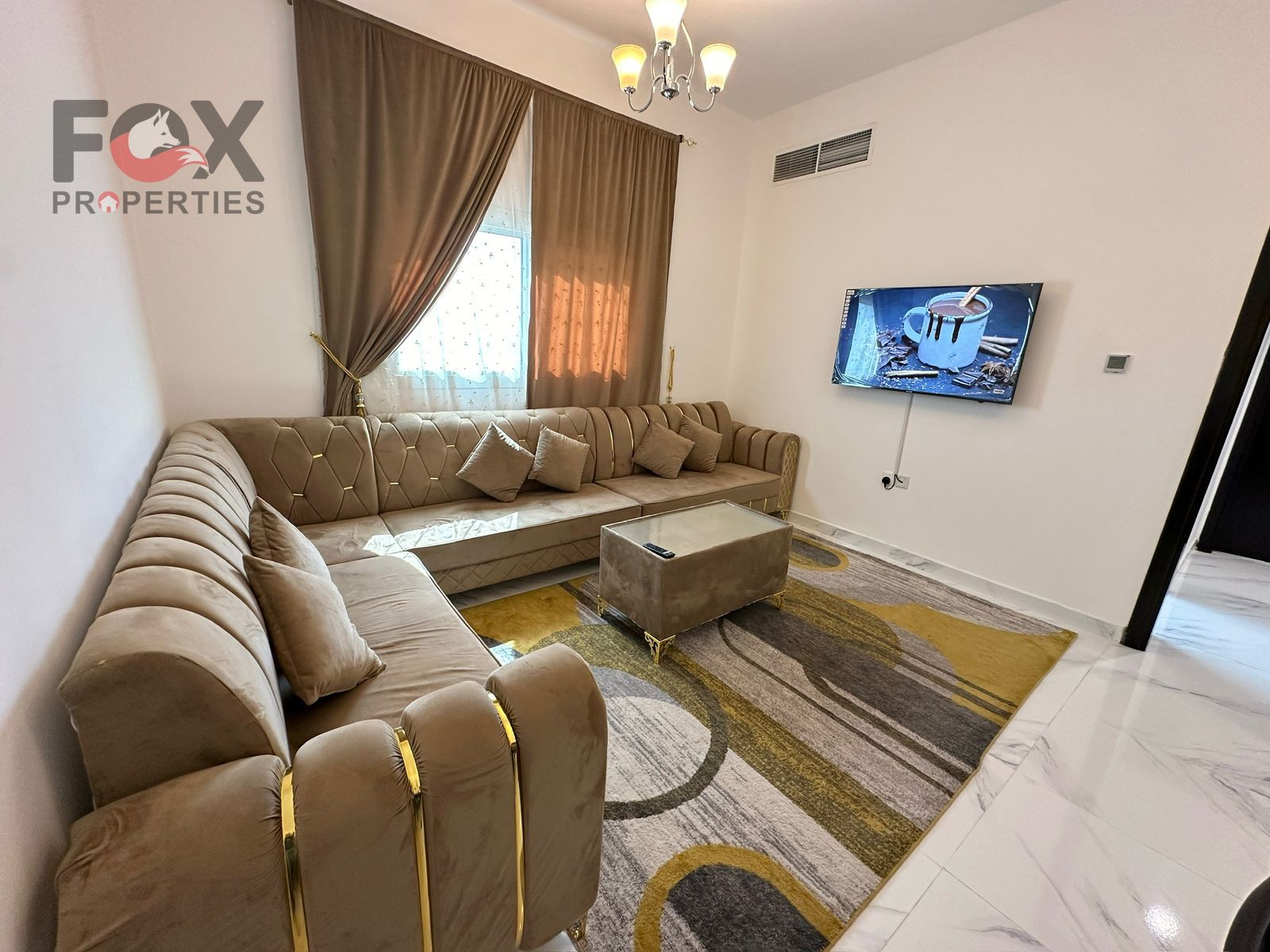 Furnished one-bedroom apartment for rent in Al Rashidiya. 3 bedrooms, central air conditioning, balcony with open view.