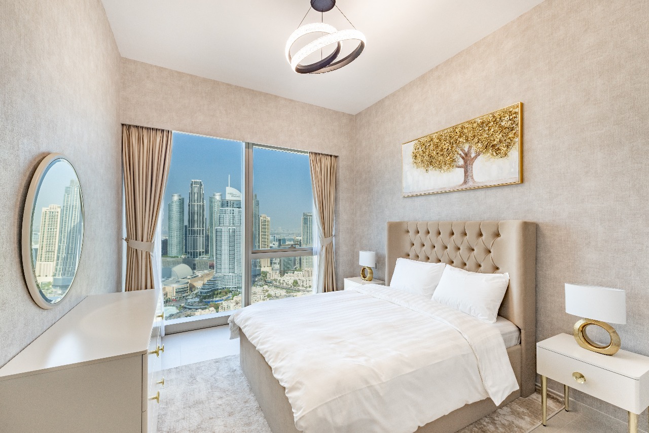 Luxury 2-Bedroom Apartment | Full Fountain & Burj Khalifa View | Monthly Short-Term Rental | Grande Tower