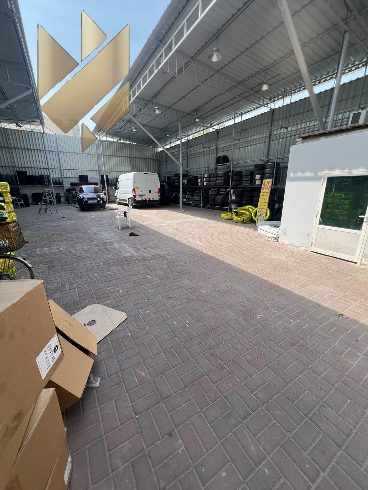 For Annual Rent – Open Yard in Industrial Area 4 Sharjah Total Area: 20,000 sq. ft. Property Features & Layout: Workshops / Sheds Administrative Off