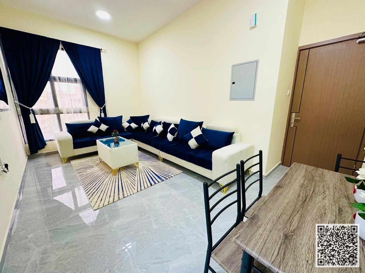 Fully furnished one-bedroom apartment for monthly rent in Ajman Corniche - near Ship Roundabout Includes bills and internet Ready to move in