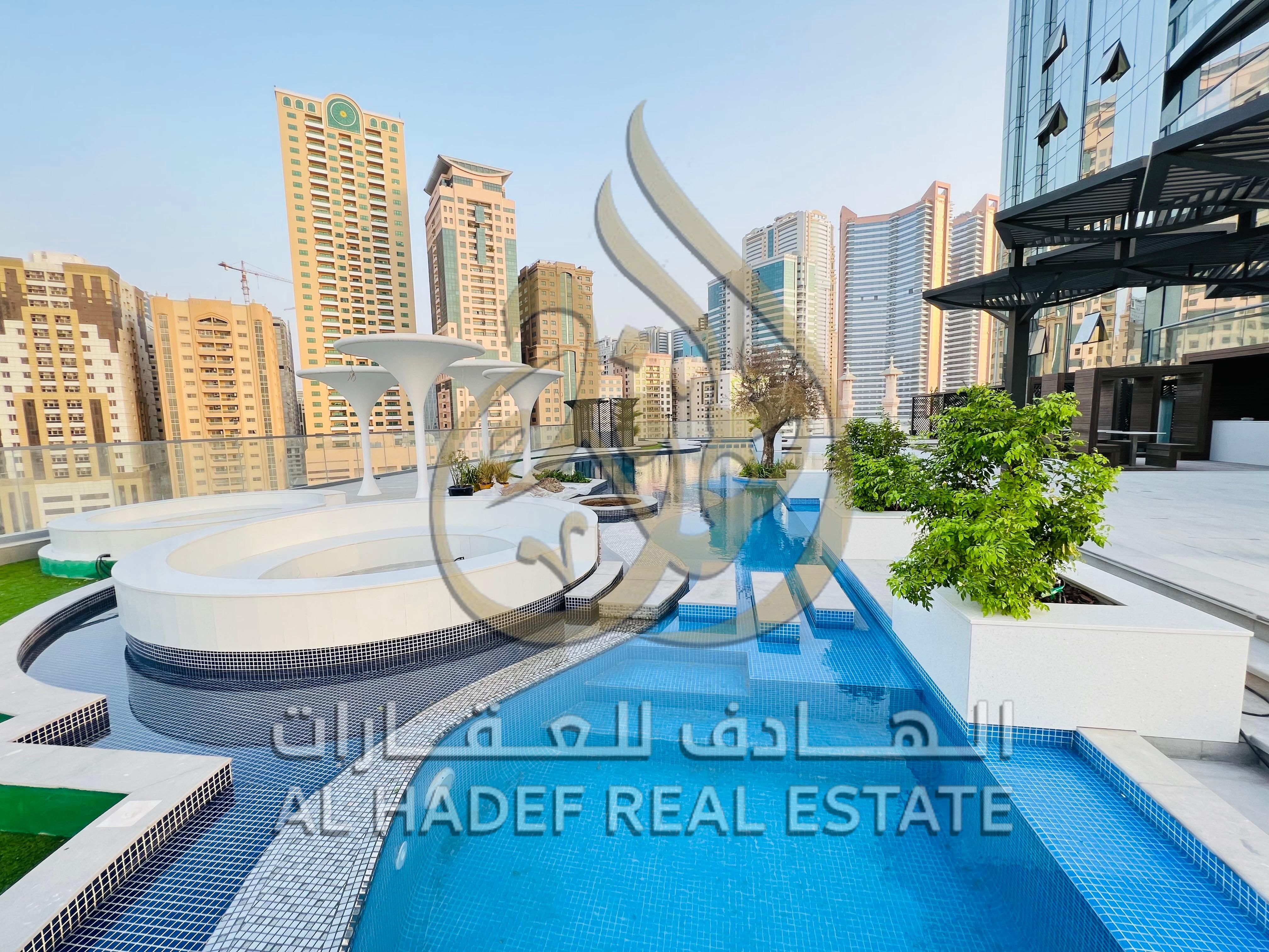 Available for rent in Sharjah – Al Mamzar area A brand new apartment with a stunning, direct sea view, featuring high-end finishes and spacious layout