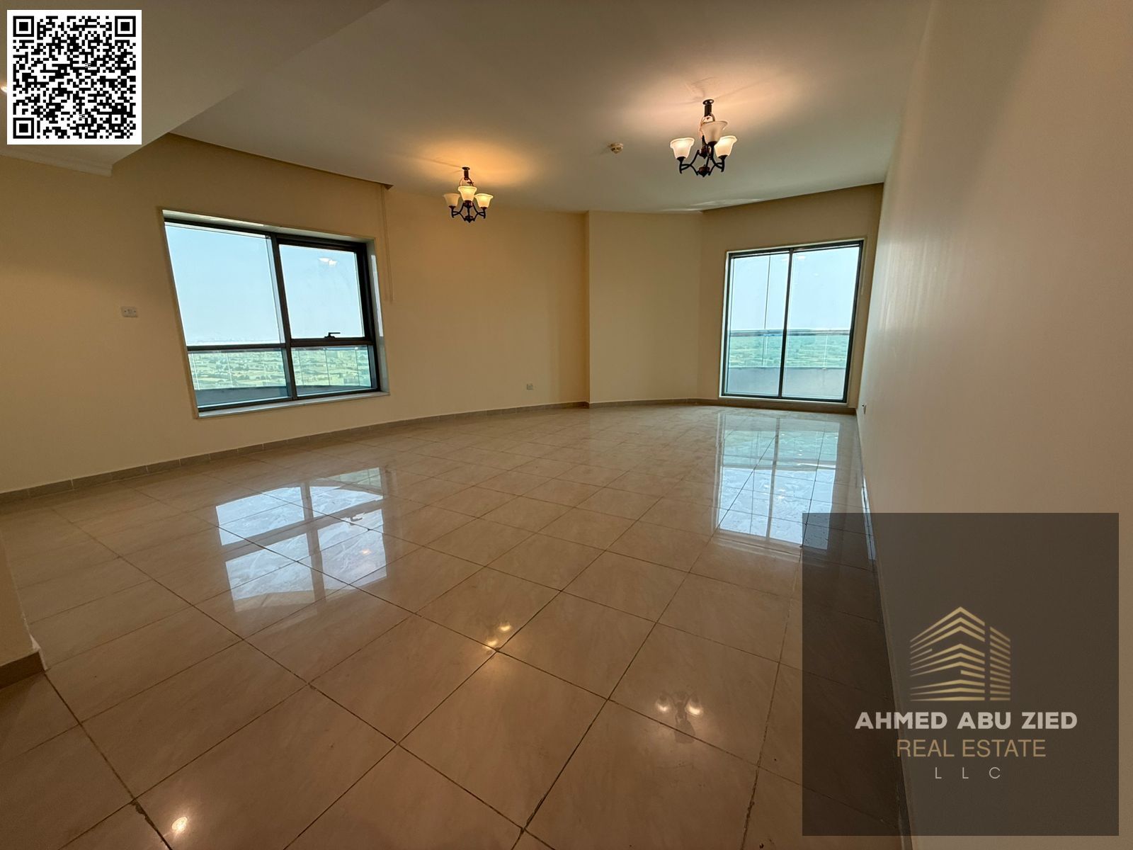 Largest and most luxurious 3-bedroom apartment in Ajman with 2 balconies offering open views, built-in wardrobes, and a spacious 2500 sq ft area. Flex