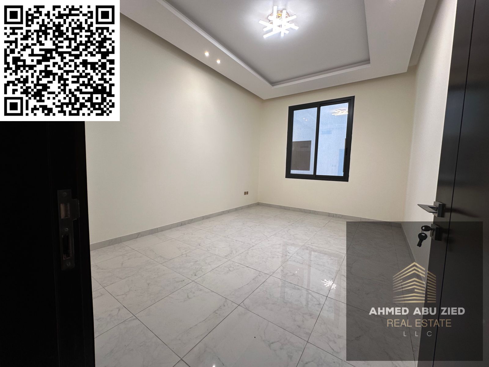 For annual rent – First tenant. 2BR hall apartment in Al Jurf 3 near Dubai exit. 2 master bedrooms, 3 bathrooms, balcony, central AC, 1 month free. Re