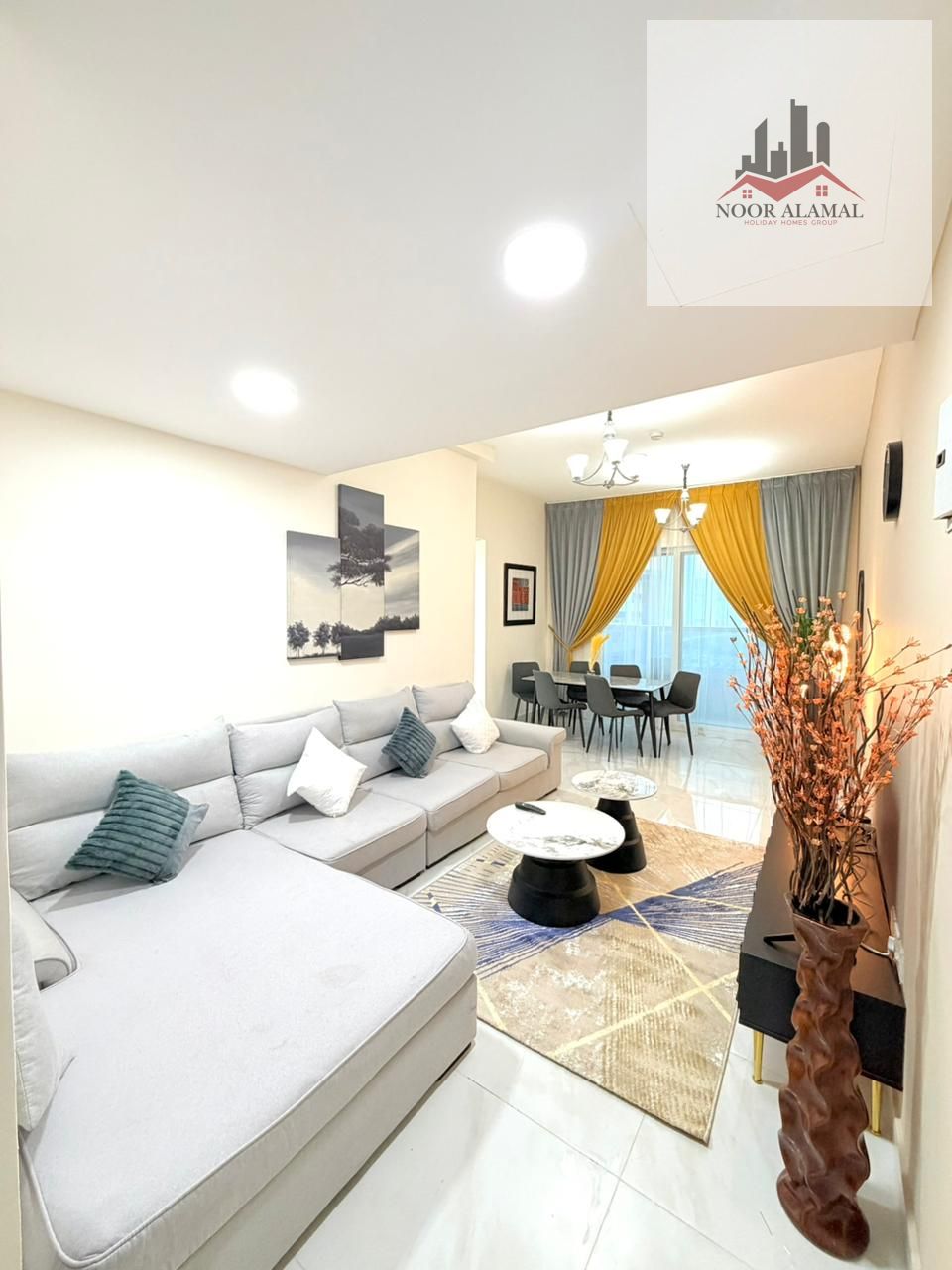 Sharjah - Al Taawun - Super Deluxe Apartment: Two bedrooms, a spacious living room, a fully equipped kitchen, and two bathrooms