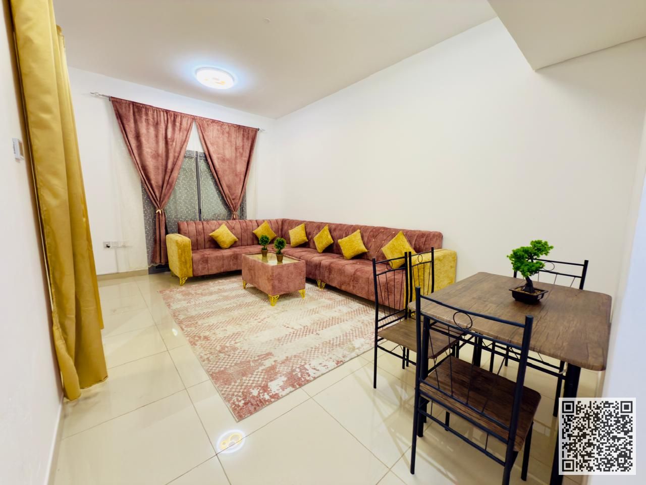 Furnished one-bedroom apartment for monthly rent in Ajman, Al Nuaimiya 1 area - Kuwait Street Includes bills and internet, Tidy furnishings