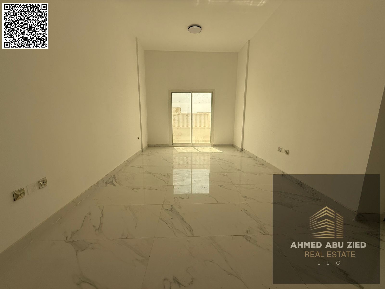 1BR first-tenant apartment in Al Mowaihat 3, Ajman, annual rent, master bedroom, 2 baths, balcony, central AC, spacious, hotel finish, easy Dubai acce