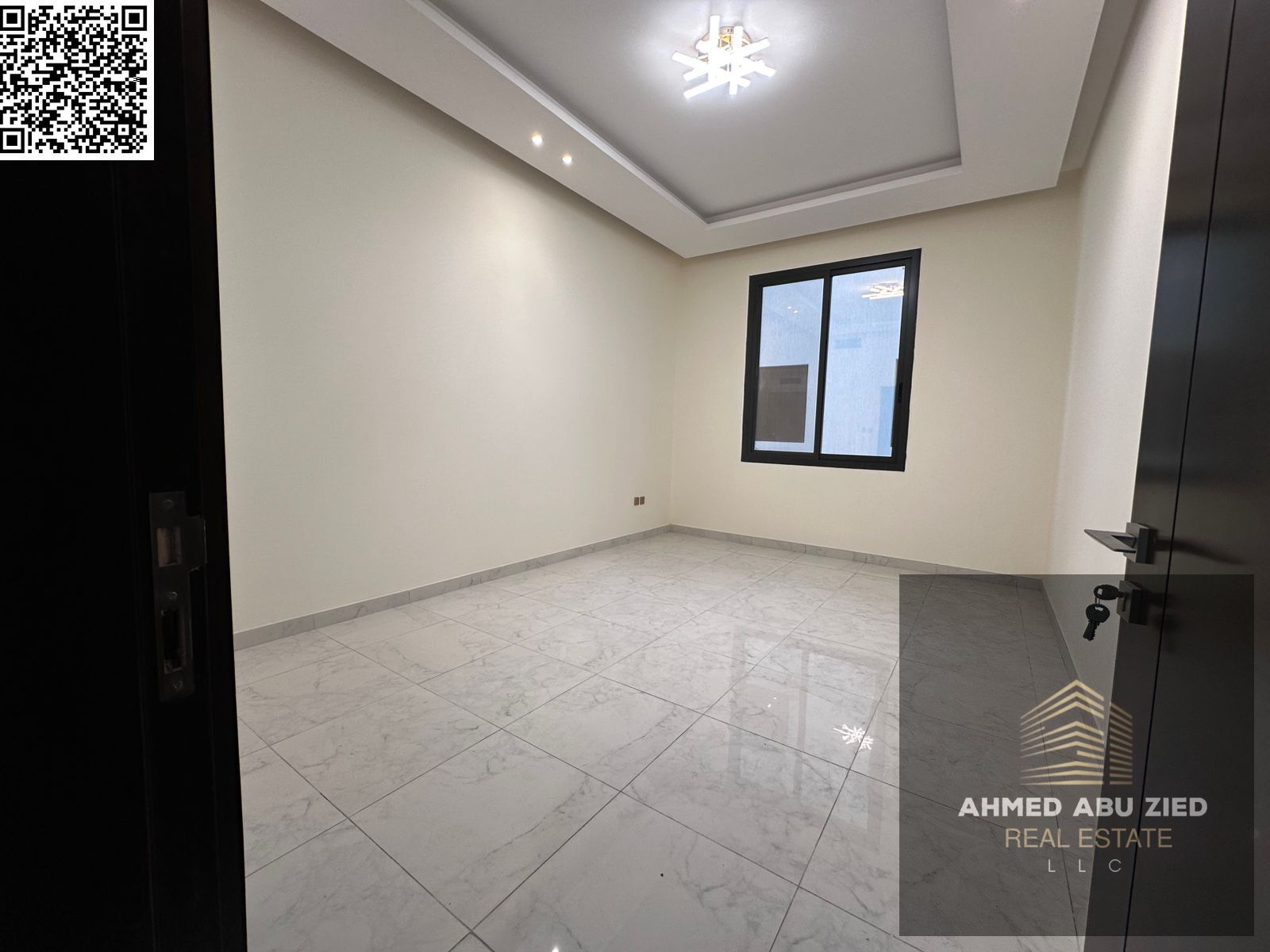 First two-bedroom apartment with master bedroom and living room for rent in Al Jarf 3, close to Dubai Mall.