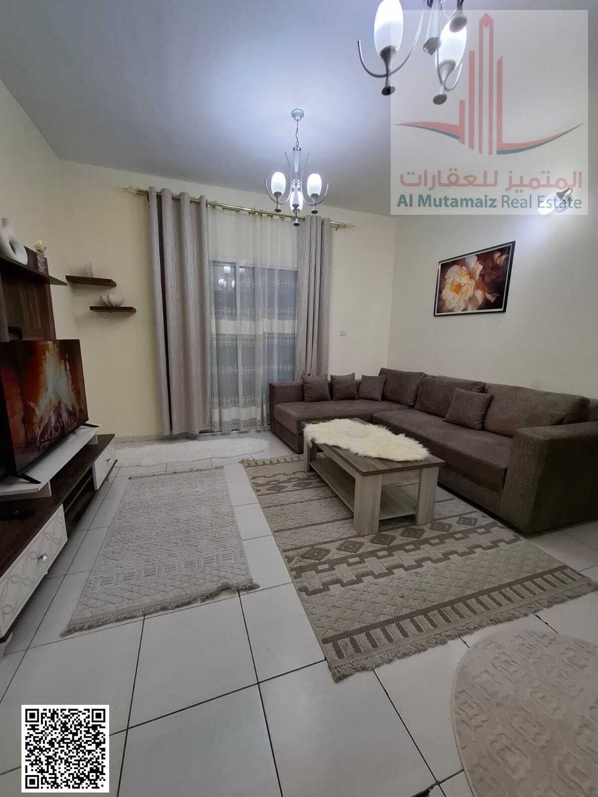 Monthly rent in Ajman: furnished one-bedroom apartment with new furniture in Al Rashidiya 3. Rent is 3900 AED including all bills.