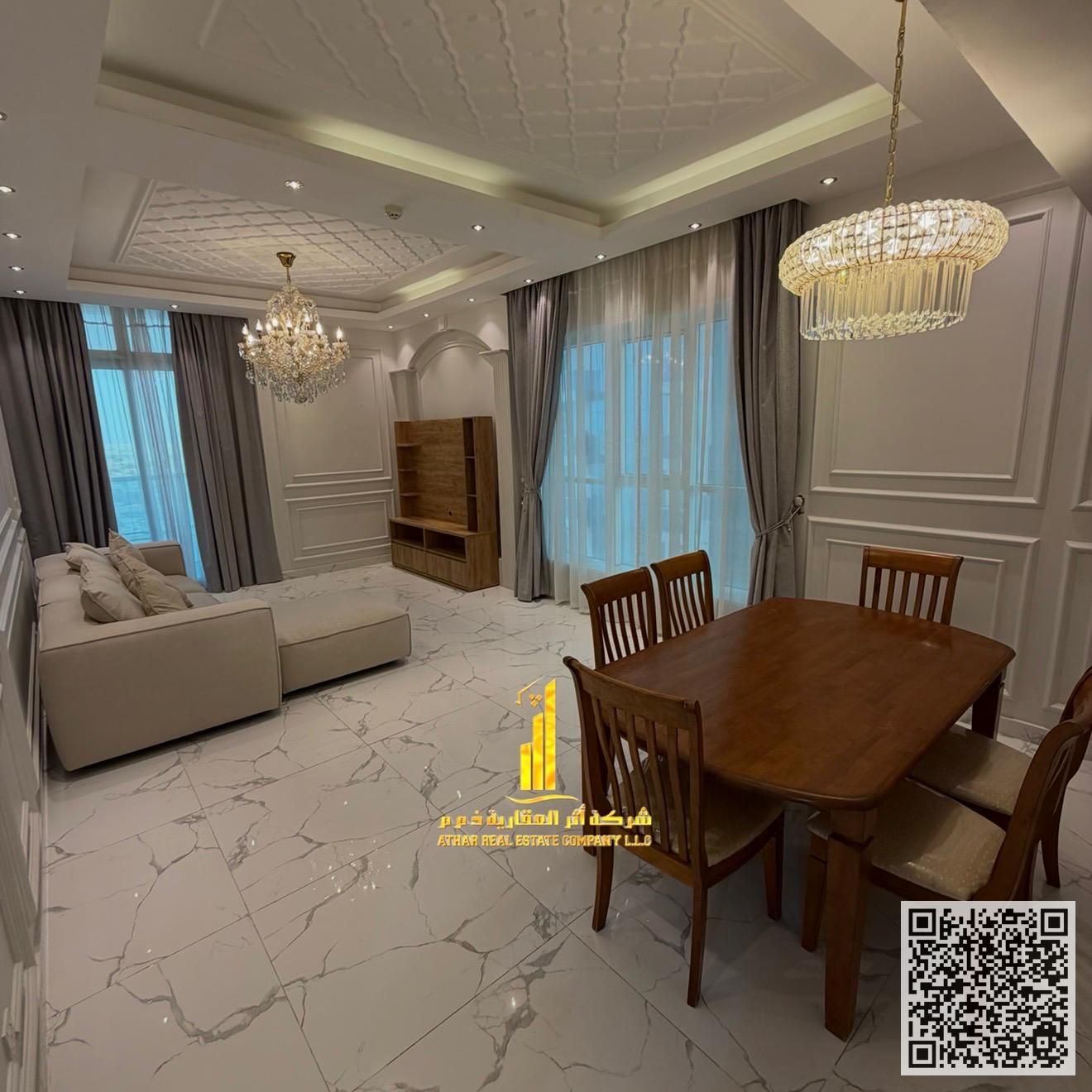 Furnished Two-bedroom apartment for monthly rent in Oasis Towers – Al Mina Street – Al Rashidiya Elegant furnishings Includes bills & internet