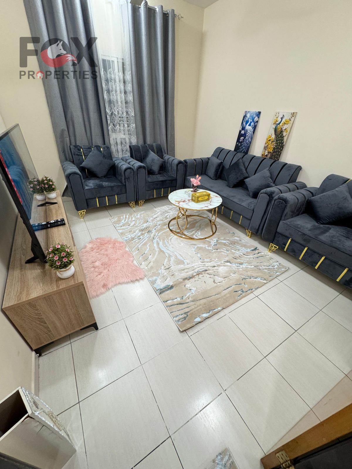 A distinctive furnished apartment consisting of one room and a living room in the Al Nuaimiya 1 area within the Emirate of Ajman. It is located in a v