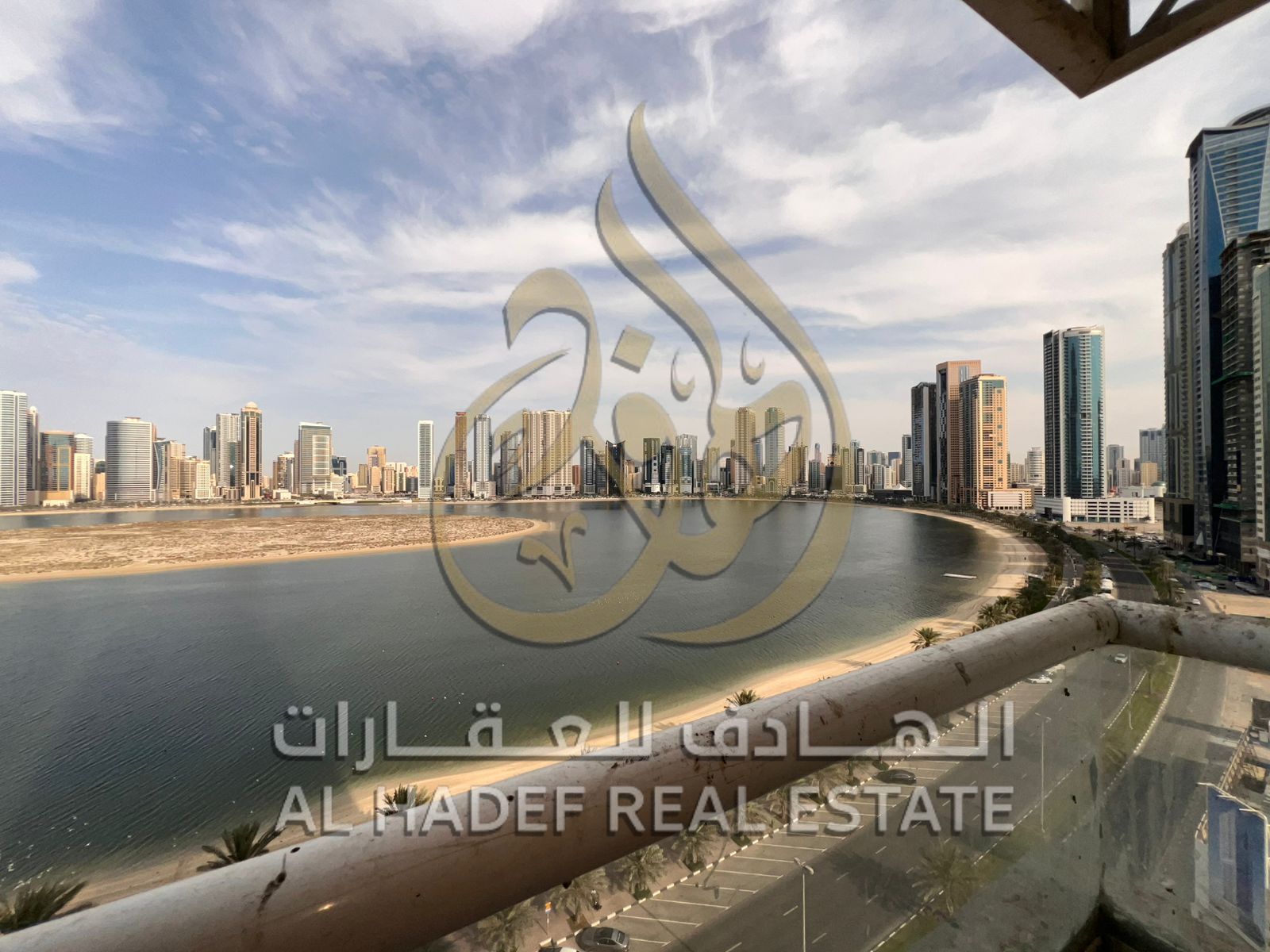 For rent: A distinctive apartment in Al Khan, Sharjah, with a direct front view of Al Khan Lake. A very spacious apartment, ideal for families, in a